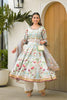 Elegant Sky Blue Floral Digital Printed Silk Satin Readymade Salwar Suit with Dupatta for Women