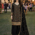 Luxury Black Georgette Heavy Embroidered Pakistani Palazzo Suit