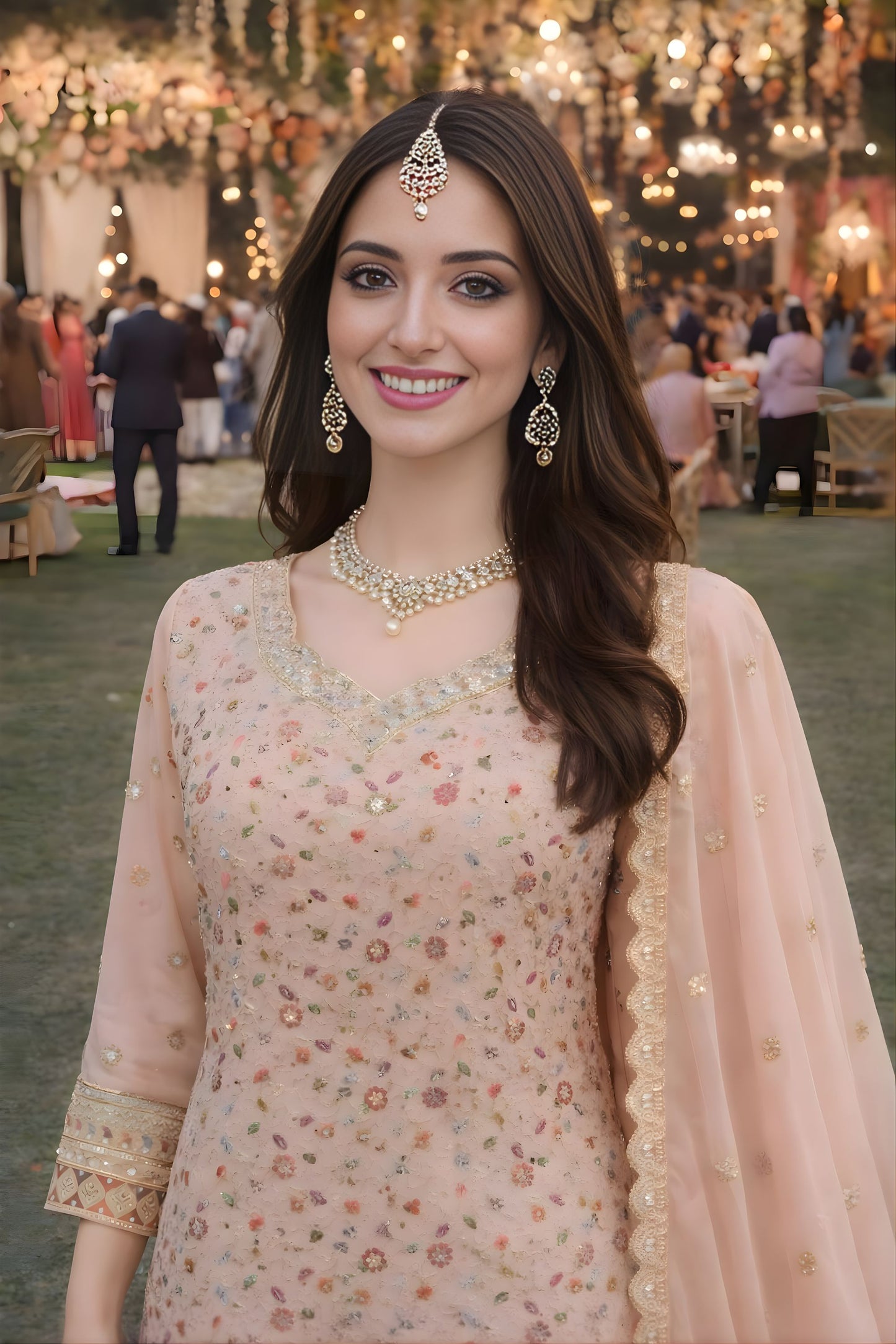 Wonderful Blush Pink Georgette Heavy Embroidered Pakistani Palazzo Suit