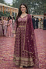 Royal Wine Viscose Jacquard Woven Anarkali Suit Designer Net Dupatta