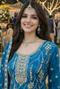 Beautiful Teal Blue Fendy Silk Embroidered Pakistani Palazzo Suit Set Dupatta
