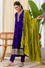 Luxury Royal Purple Silk Embroidered Suit Set Designer Dupatta