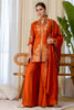 Wonderful Rust Orange Silk Heavy Embroidered Palazzo Suit Set with Designer Dupatta