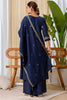 Wonderful Navy Blue Silk Embroidered Palazzo Suit Set for Women – Festive & Party Wear