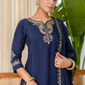 Wonderful Navy Blue Silk Embroidered Palazzo Suit Set for Women – Festive & Party Wear