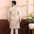 Premium Off White Printed Cotton Kurta Pyjama Set for Men