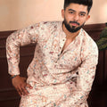 Premium Off White Printed Cotton Kurta Pyjama Set for Men