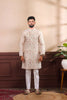 Premium Off White Digital Printed Art Silk Kurta Pyjama Set for Men