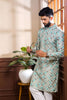 Wonderful Sea Green Digital Printed Art Silk Kurta Pyjama Set for Men
