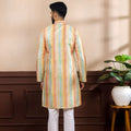 Premium Multicolor Vertical Printed Art Silk Kurta Pyjama Set for Men