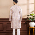 Wonderful Lavender Digital Printed Art Silk Kurta Pyjama Set for Men