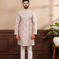 Wonderful Lavender Digital Printed Art Silk Kurta Pyjama Set for Men