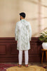 Stylish Mint Green Digital Printed Art Silk Kurta Pyjama Set for Men