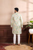 Gratefull Mint Green Floral Digital Printed Art Silk Kurta Pyjama Set for Men
