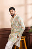 Gratefull Mint Green Floral Digital Printed Art Silk Kurta Pyjama Set for Men