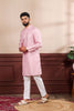 Premium Pink Digital Printed Art Silk Kurta Pyjama Set for Men