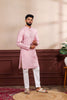 Premium Pink Digital Printed Art Silk Kurta Pyjama Set for Men