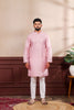 Premium Pink Digital Printed Art Silk Kurta Pyjama Set for Men
