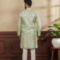 Outstanding Mint Green Digital Printed Art Silk Kurta Pyjama Set for Men