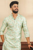Outstanding Mint Green Digital Printed Art Silk Kurta Pyjama Set for Men