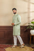 Outstanding Mint Green Digital Printed Art Silk Kurta Pyjama Set for Men
