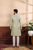 Premium Green Digital Printed Art Silk Kurta Pyjama Set for Men