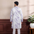 Premium Lavender Digital Printed Art Silk Kurta Pyjama Set for Men