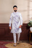 Premium Lavender Digital Printed Art Silk Kurta Pyjama Set for Men