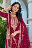 Elegant Maroon Chinon Heavy Embroidered Pakistani Palazzo Suit Set with Designer Dupatta