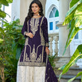 Stylish Purple Chinon Heavy Embroidered Pakistani Palazzo Suit Set with Designer Dupatta