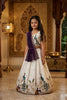 Stunning Off White Peacock Embroidered Lehenga Choli for Girls with Purple Dupatta