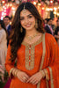 Elegant Orange Chinon Heavy Embroidered Pakistani Palazzo Suit Set with Designer Dupatta