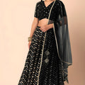 Elegant Black Faux Georgette Embroidered Lehenga Choli with Net Dupatta for Women