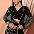 Elegant Black Faux Georgette Embroidered Lehenga Choli with Net Dupatta for Women