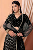 Elegant Black Faux Georgette Embroidered Lehenga Choli with Net Dupatta for Women