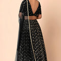 Elegant Black Faux Georgette Embroidered Lehenga Choli with Net Dupatta for Women