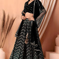 Elegant Black Sequins Embroidered Lehenga Choli with Net Dupatta for Women