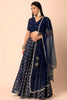 Luxury Royal Blue Faux Georgette Sequins Embroidered Lehenga Choli with Net Dupatta
