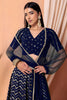 Luxury Royal Blue Faux Georgette Sequins Embroidered Lehenga Choli with Net Dupatta