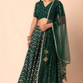 Designer Rama Green Faux Georgette Sequins Embroidered Lehenga Choli with Net Dupatta