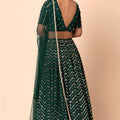 Designer Rama Green Faux Georgette Sequins Embroidered Lehenga Choli with Net Dupatta