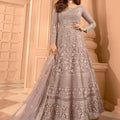 Luxury Mauve Net Embroidered Anarkali Suit with Designer Dupatta for Wedding
