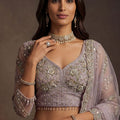 Luxury Dusty Lavender Net Embroidered Bridal Lehenga Choli Heavy Sequin Work Dupatta