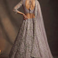 Luxury Dusty Lavender Net Embroidered Bridal Lehenga Choli Heavy Sequin Work Dupatta