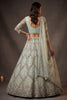 Elegant Sage Green Net Sequin Embroidery Work Bridal Lehenga Choli with Dupatta