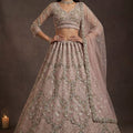 Beautifull Blush Pink Net Sequin Embroidery Work Bridal Lehenga Choli Dupatta