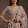 Beautifull Blush Pink Net Sequin Embroidery Work Bridal Lehenga Choli Dupatta