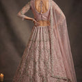 Beautifull Blush Pink Net Sequin Embroidery Work Bridal Lehenga Choli Dupatta