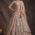Beautifull Blush Pink Net Sequin Embroidery Work Bridal Lehenga Choli Dupatta