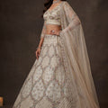 Elegant Off White Net Sequin Embroidery Work Bridal Lehenga Choli Dupatta